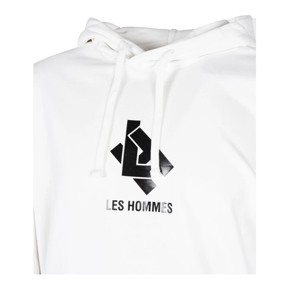 Les Hommes Eenvoudige Hoodie met Verstelbare Capuchon White Heren