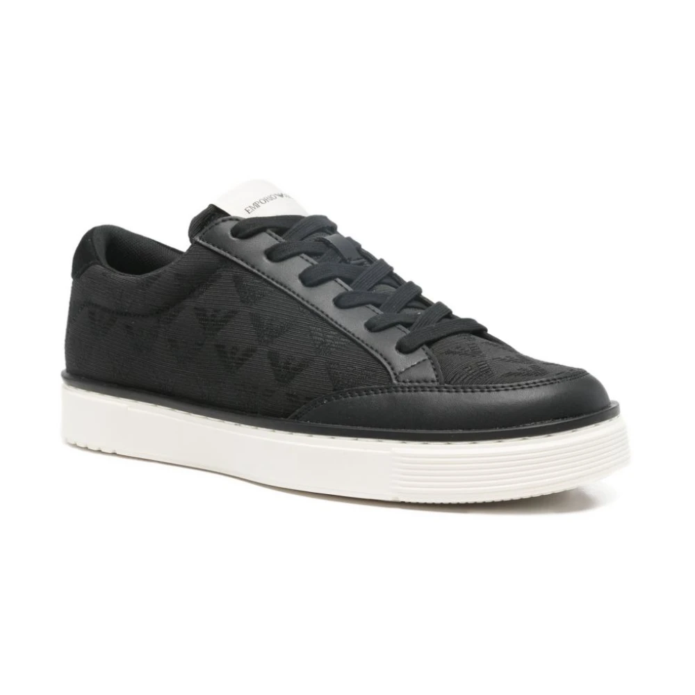 Emporio Armani Bassa Talloncino Contrasto Heren Schoenen Zwart