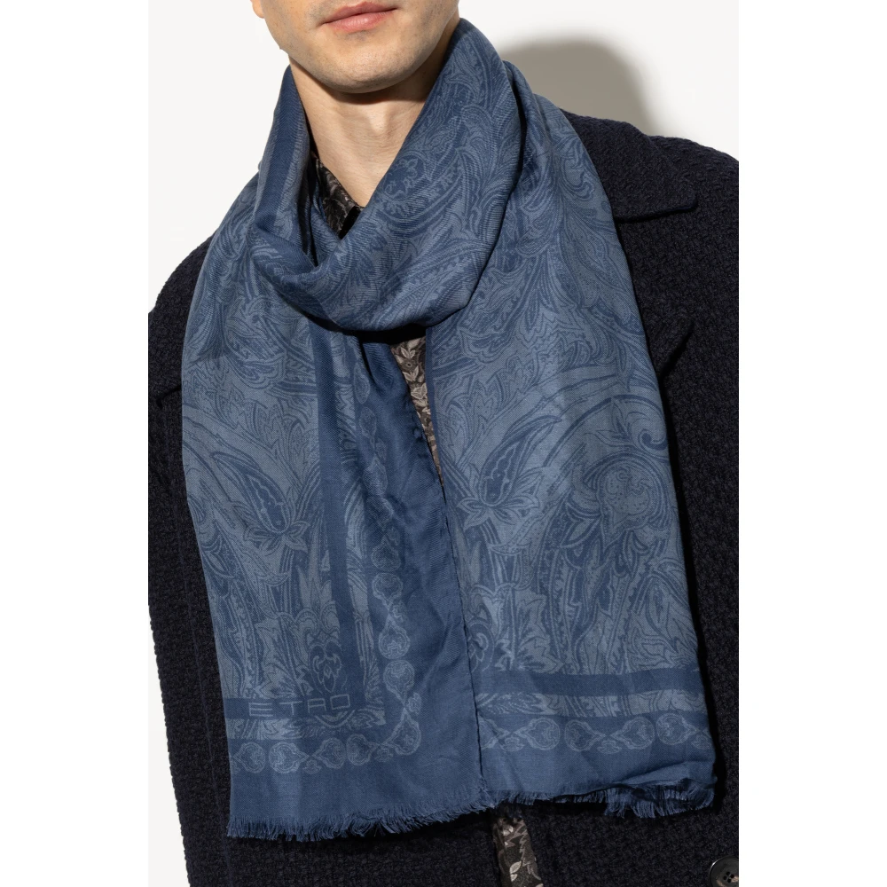 ETRO Sjaal met decoratief patroon Blue Heren