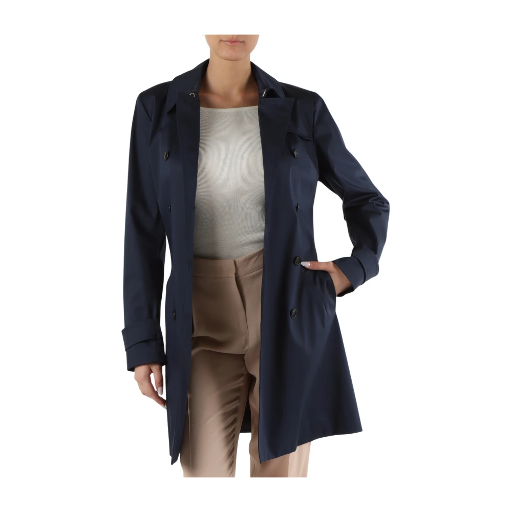 Marella Stretch Katoenen Trenchcoat Blue Dames