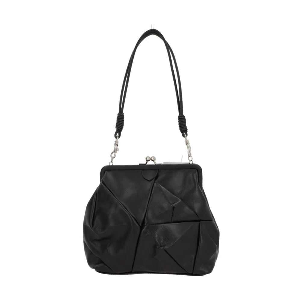 Y-3 Zwarte leren Pochette met zilveren hardware Black Dames