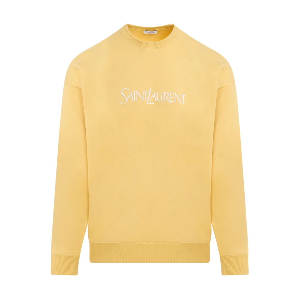Saint Laurent Gele Katoenen Hoodie Sweatshirt Ss24 Yellow Heren