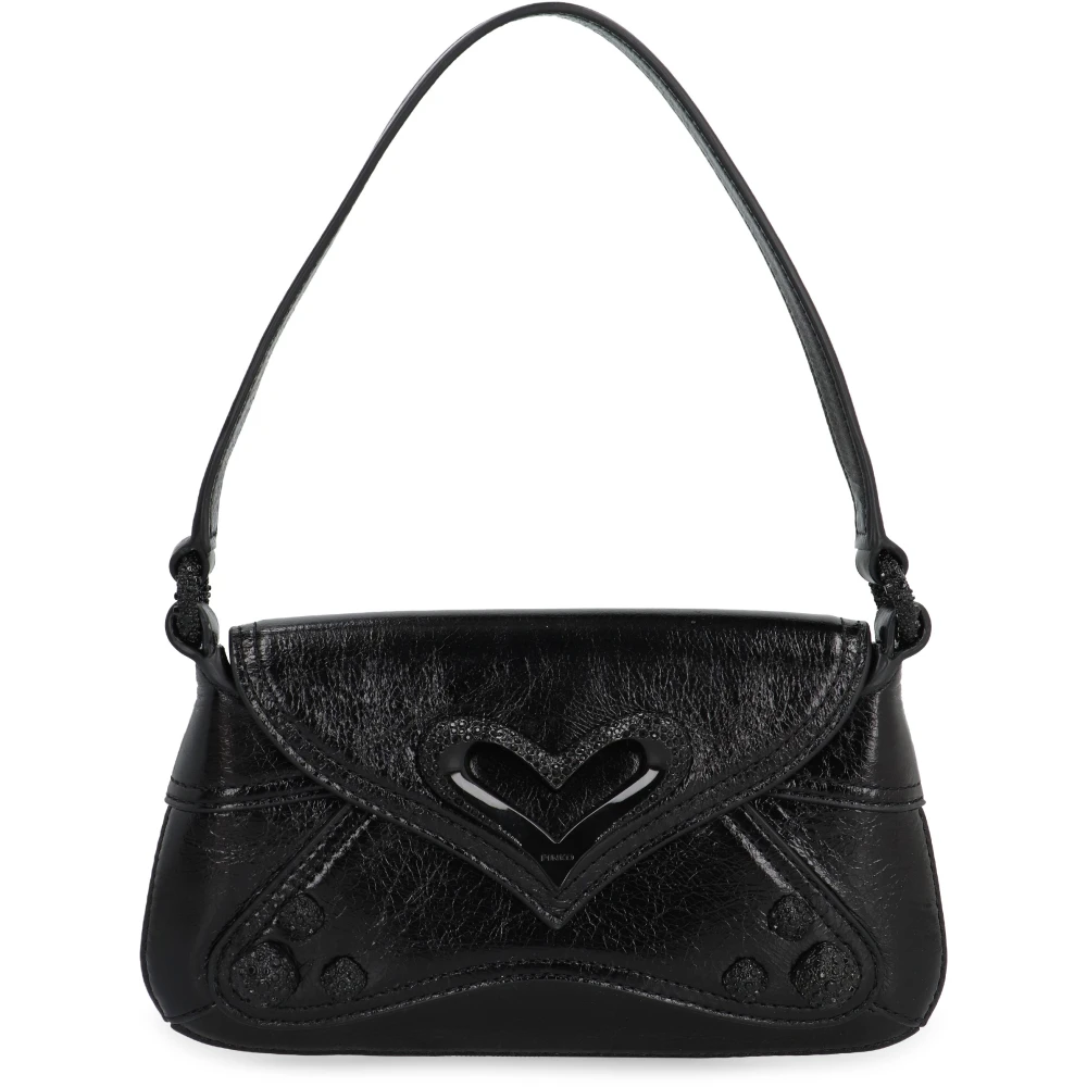 pinko Vintage Leren Tas met Magnetische Flap Black Dames