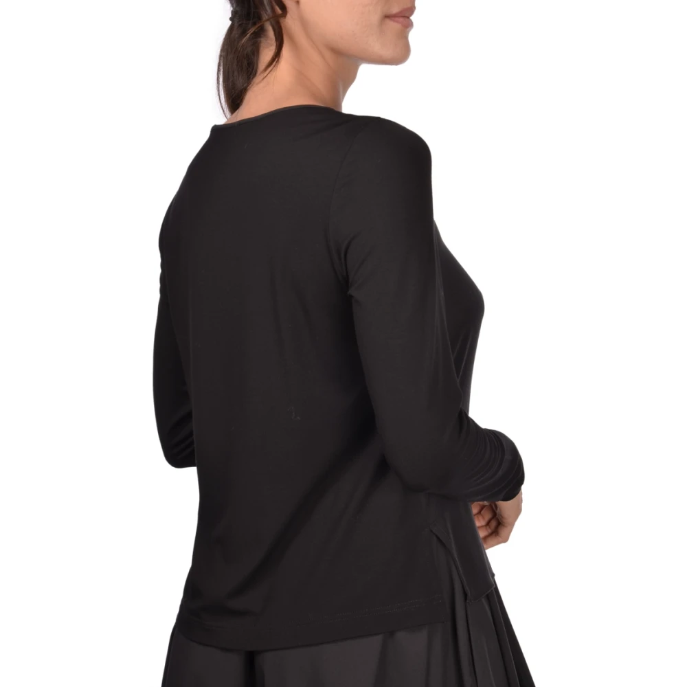 Gran Sasso Zwarte Trui met Zijden Inzet Black Dames