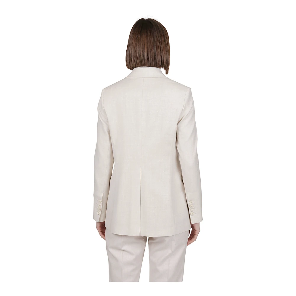 Eleventy Dubbelbreasted wollen blend lurex jas Beige Dames