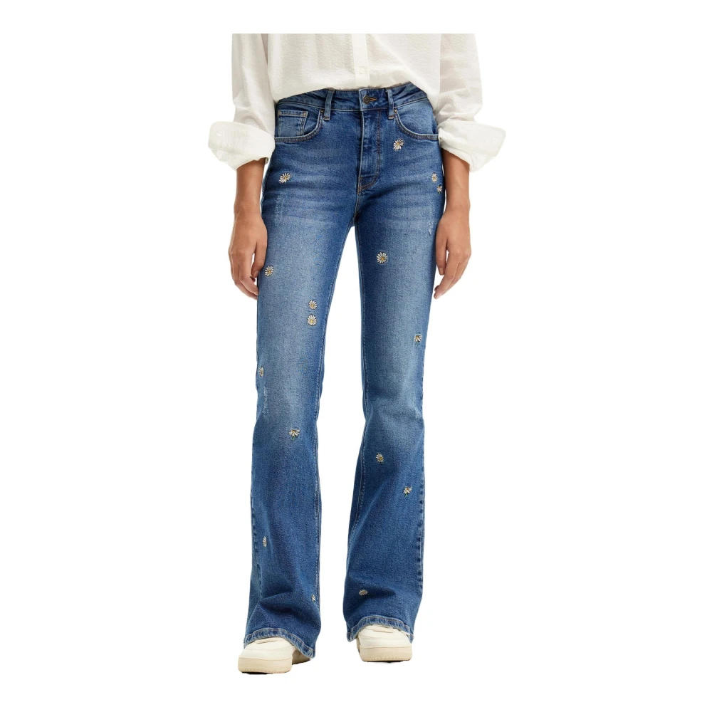 Desigual Blauwe versleten effect jeans Blue Dames
