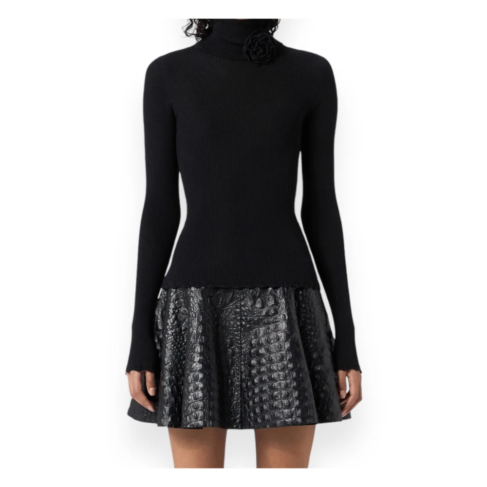 Blumarine Geribbelde Coltrui Trui Black Dames