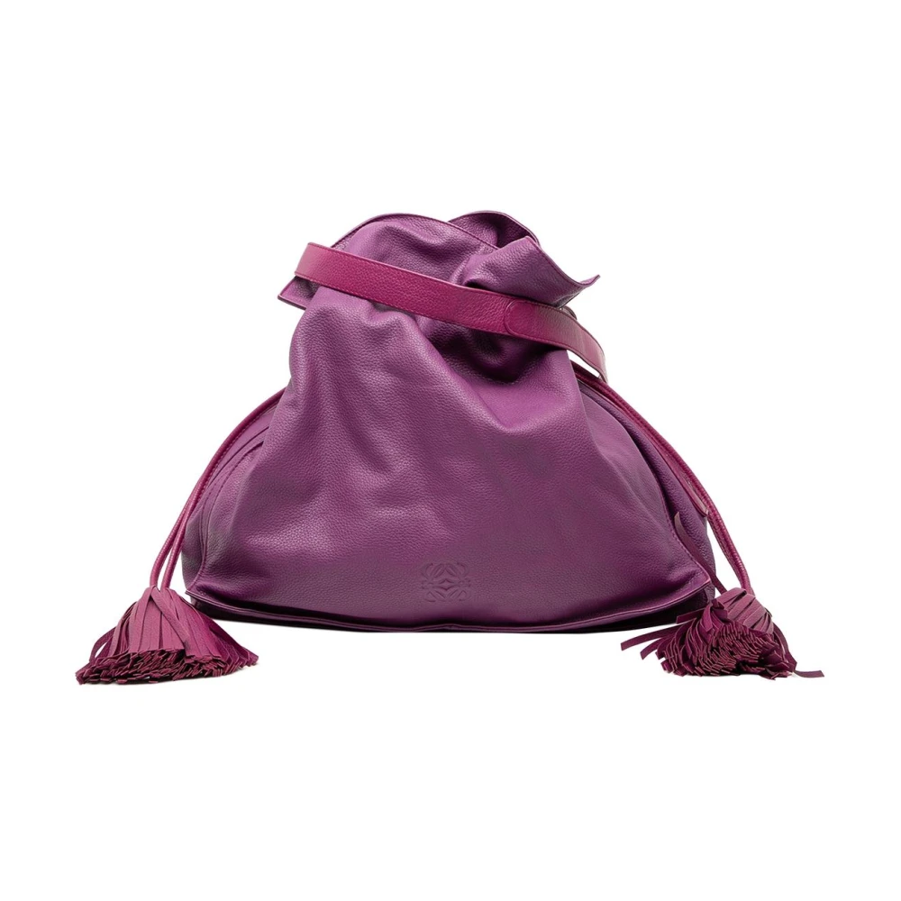 Loewe Pre-Owned Women's Purple Vintage Bucket Bags, One Size, Pre-Owned Drawstring Leather Bag