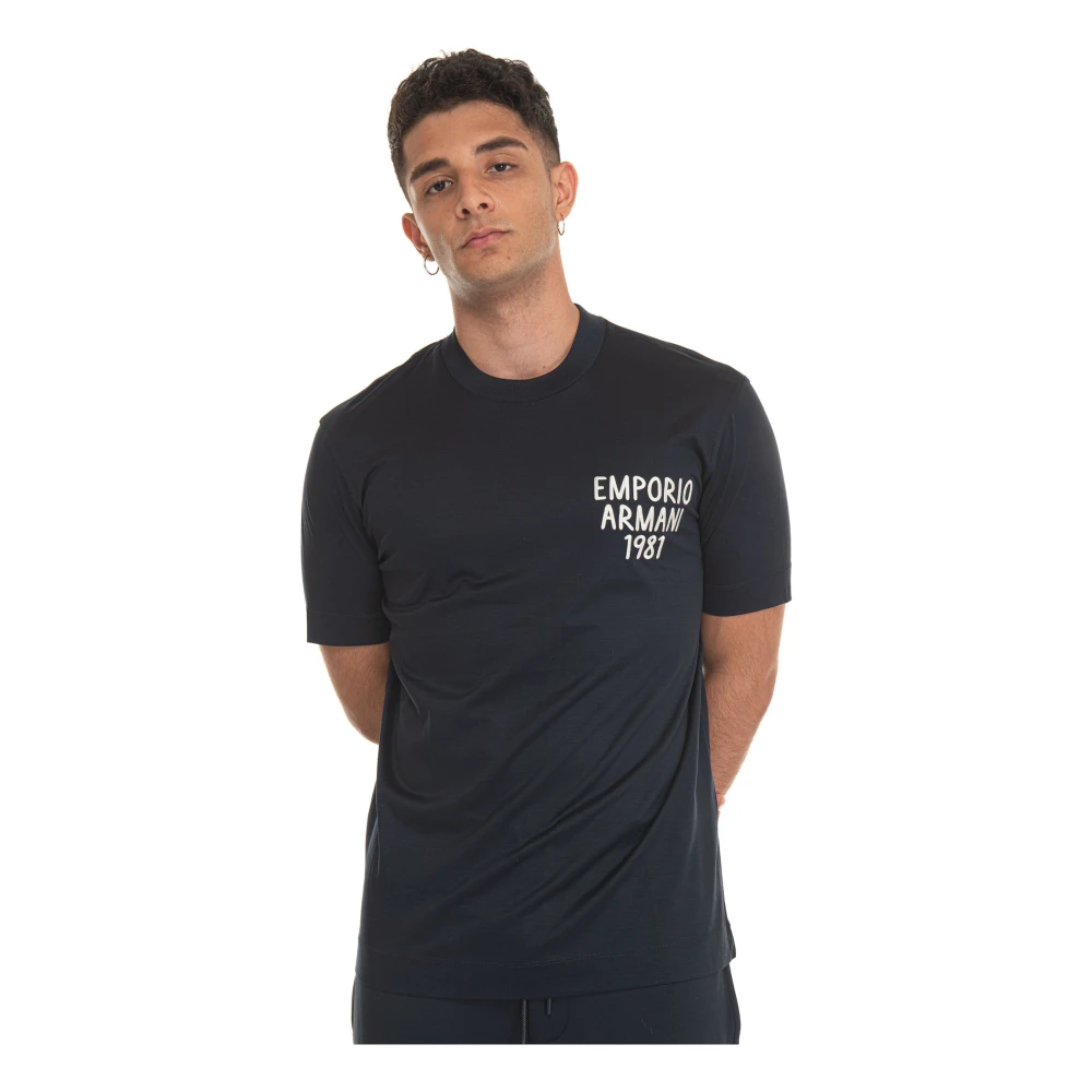 Emporio Armani Contrast Logo Tee Licht Stof Blue Heren