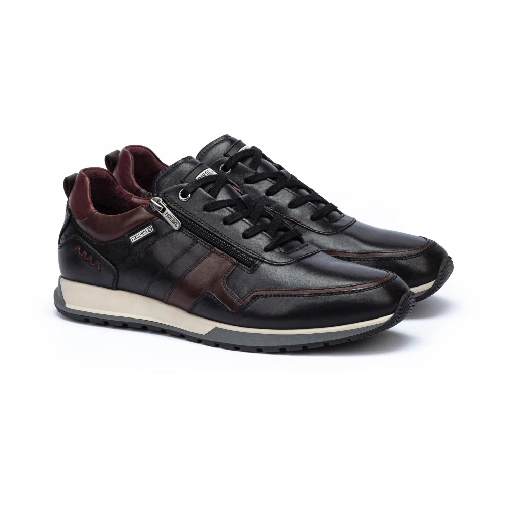 Pikolinos Zwarte leren sneaker met rits Heren Schoenen