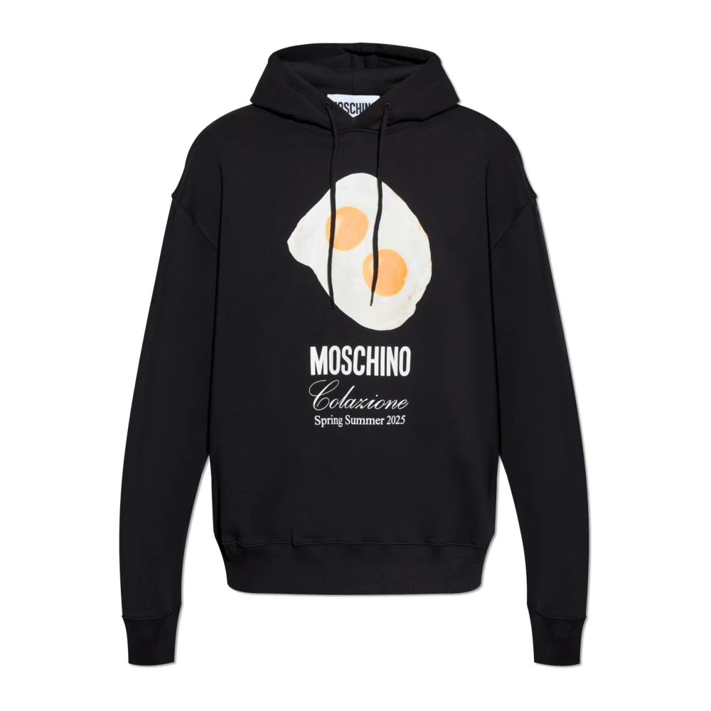 Moschino Zwarte hoodie print trui katoen Black Heren