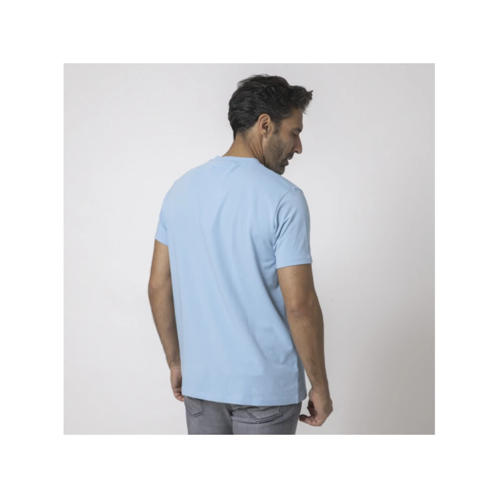 Karl Lagerfeld Blauw Logo T-shirt Korte Mouw Stretch Blue Heren
