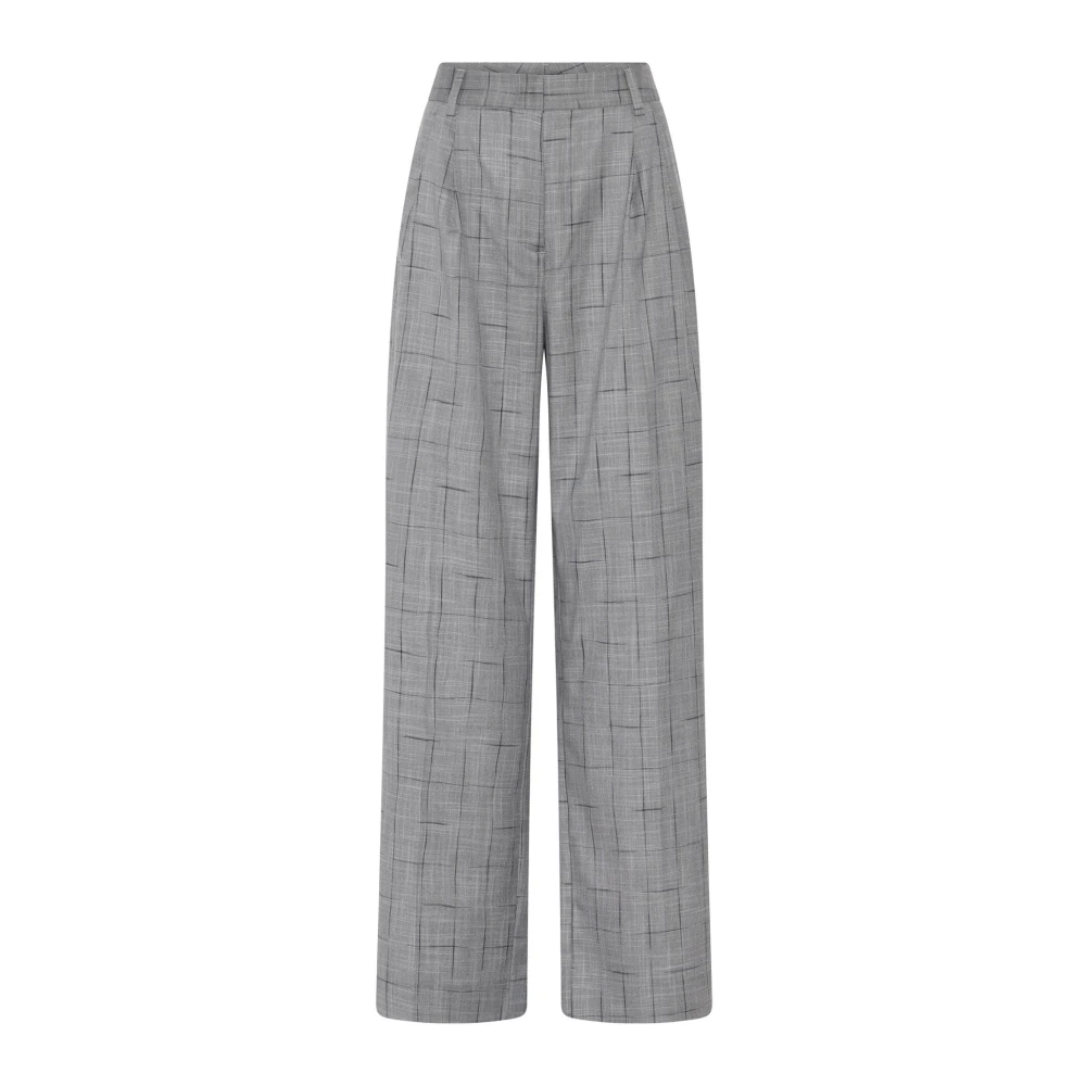 Bruuns Bazaar Grijze Geruite Losse Fit Broek Gray Dames