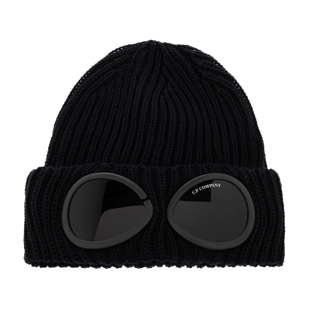 C.p. Company Extrafine Merino Wool Goggle Knit Beanie - Male - Accessories - Blue - One Size - Accessories