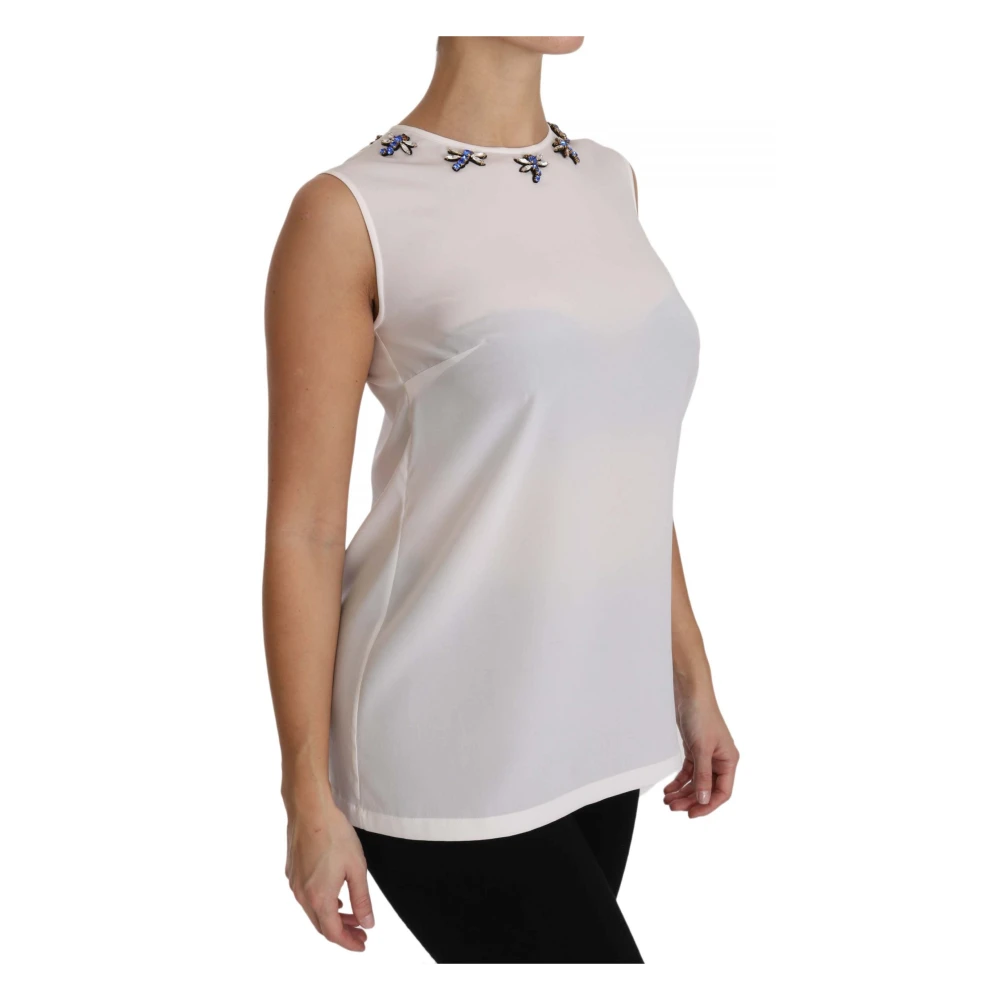 Dolce & Gabbana Sprookjesachtige Kristalversierde Blouse White Dames