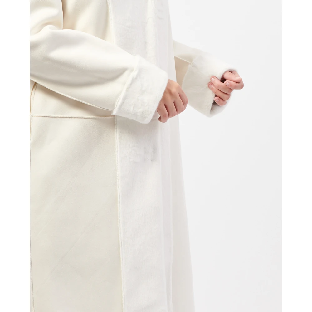 YES ZEE Witte Lange Omkeerbare Jas Elegante Stijl White Dames