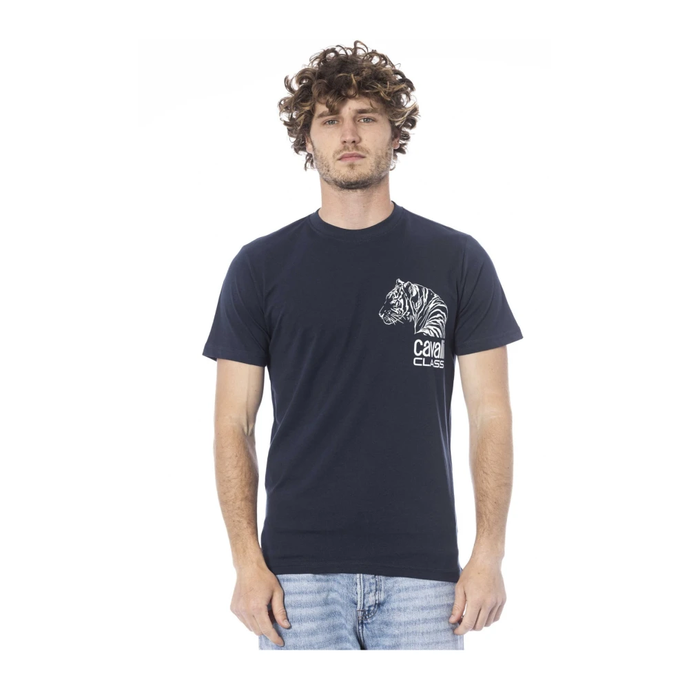Cavalli Class Korte Mouw Logo Print T-shirt Blue Heren