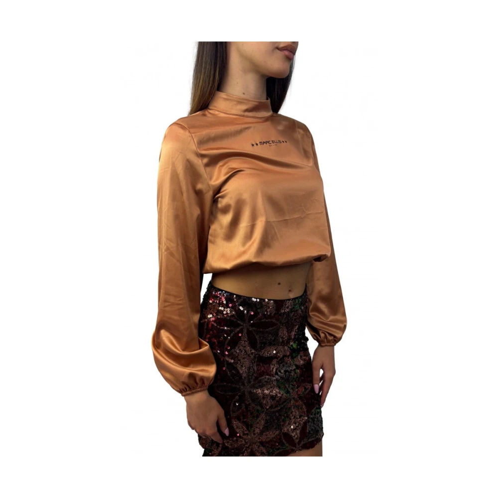 Marc Ellis Bronzen Blouse met Polyester en Elastaan Brown Dames