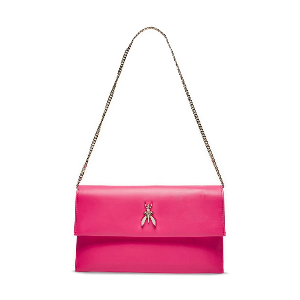 PATRIZIA PEPE Levendige Fuchsia Leren Ketting Clutch Pink Dames
