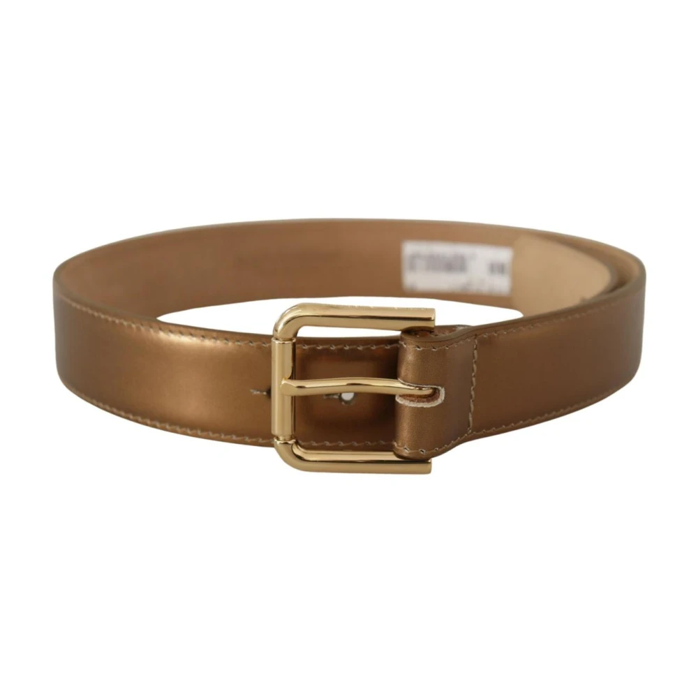 Dolce & Gabbana Bronze Leather Belt With Gold-Toned Buckle - Female - Belts - Brown - One Size - Accessories - Image 3