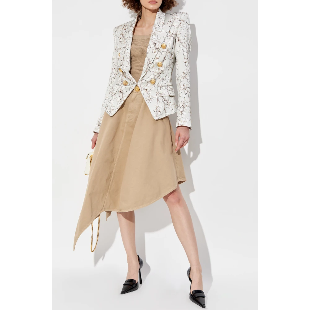 Balmain Satin blazer met print Gray Dames