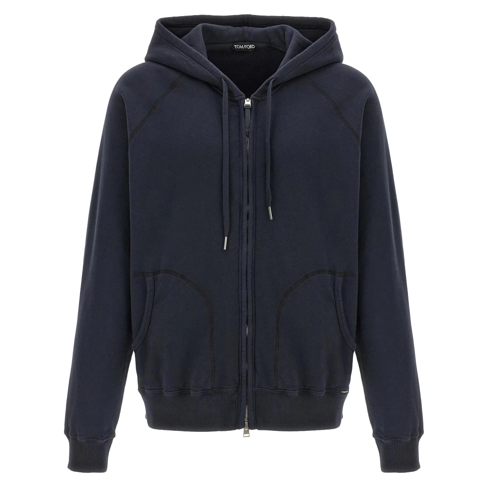 Tom Ford Zip Hoodie Sweatshirt voor Mannen Blue Heren