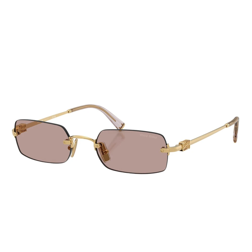 Miu Miu Gold/Brown Mu B50s 5Ak20i Woman Sunglasses Metal Squared Normal - Image 4