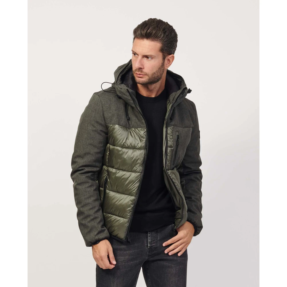 YES ZEE Gewatteerde groene jas met softshell inzetstukken Green Heren