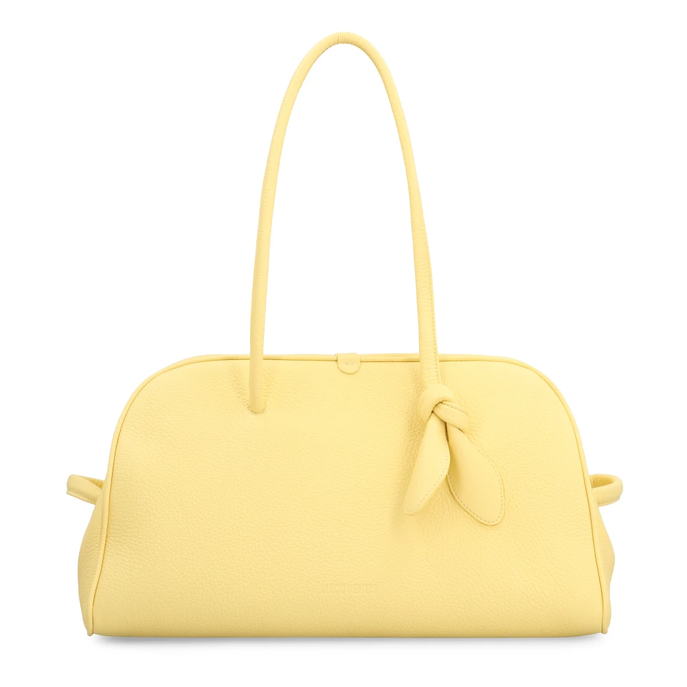 Jacquemus Leren schoudertas met magnetische sluiting Yellow Dames