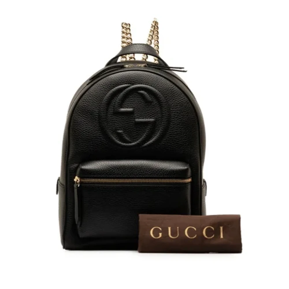 Gucci Vintage Pre-owned Leather backpacks Black Dames