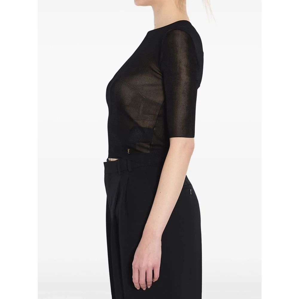Saint Laurent Zwarte Top voor Vrouwen Black Dames