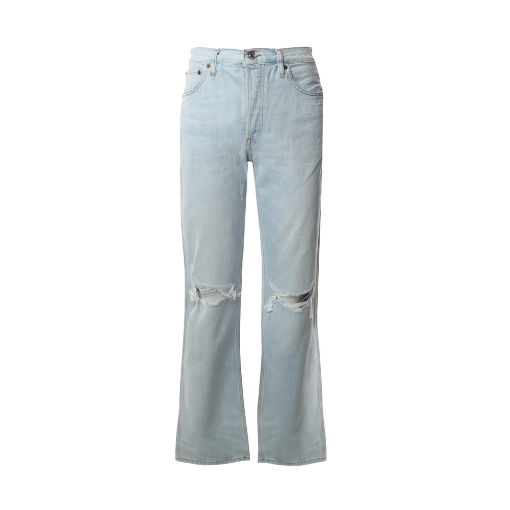 Re/Done Lös Jeans med Hög Midja och Raka Ben Blue, Dam