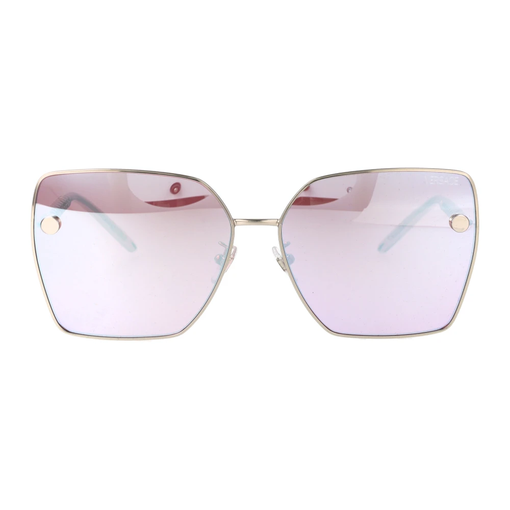 Versace Women's Pink Woman Ve2270d 10007V Sunglasses Metal Silver Squared Mirrored Mirror - Image 3