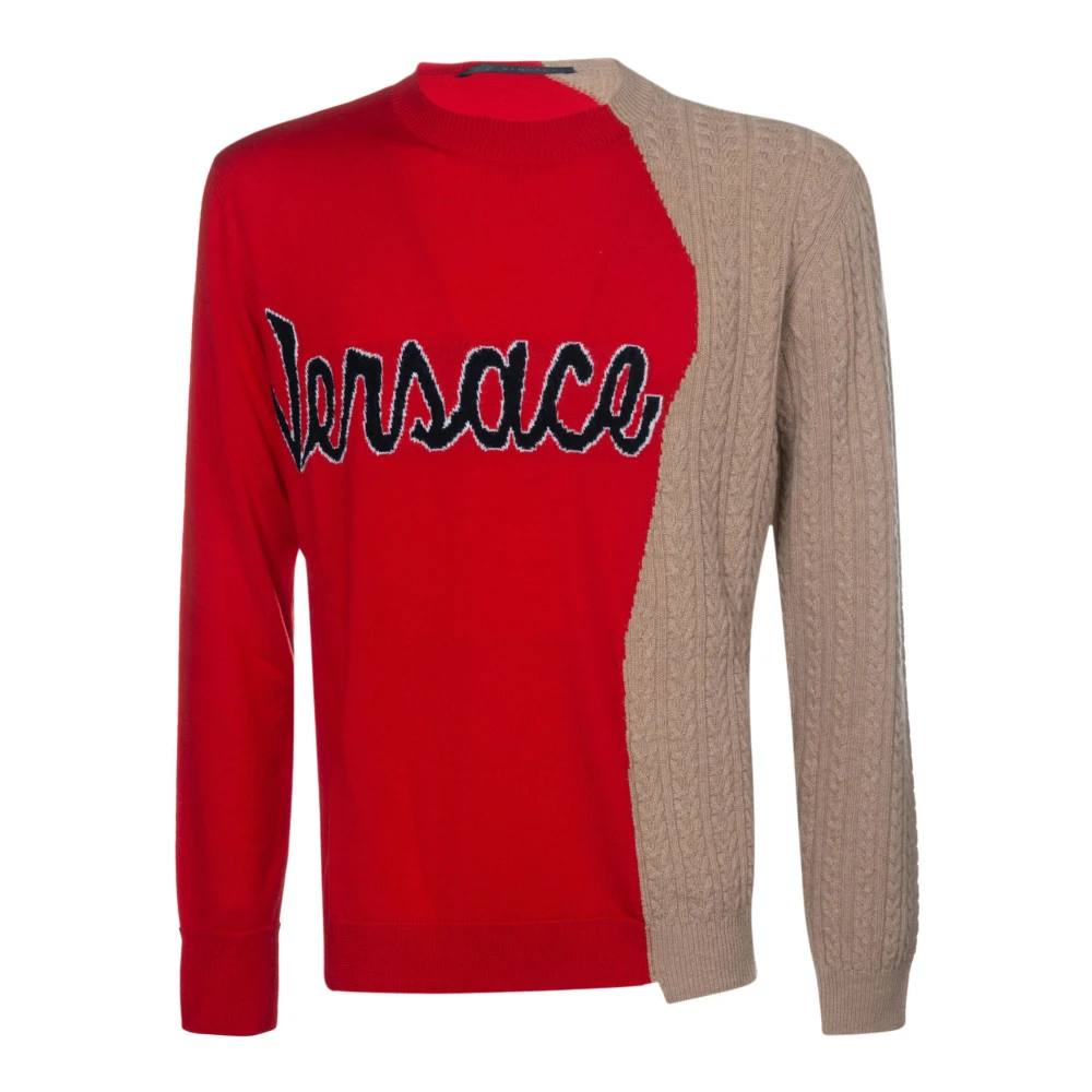 Versace Rood Camel Pullover Sweater Multicolor Heren