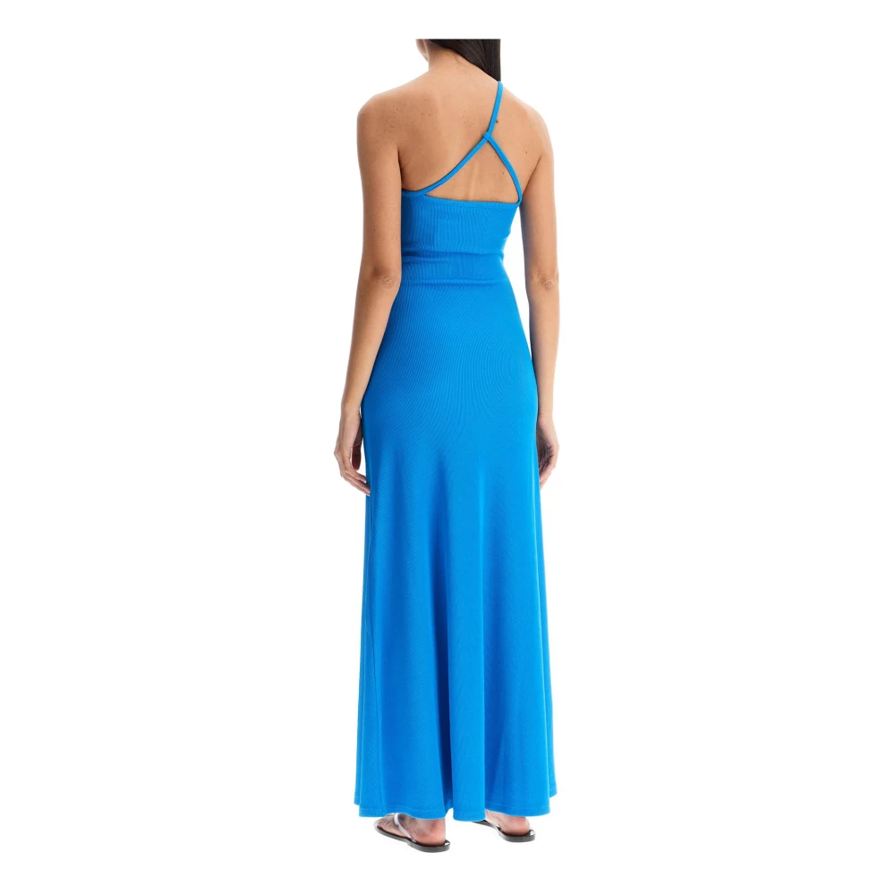Christopher Esber One-Shoulder Maxi Jurk met Kwartsversieringen Blue Dames