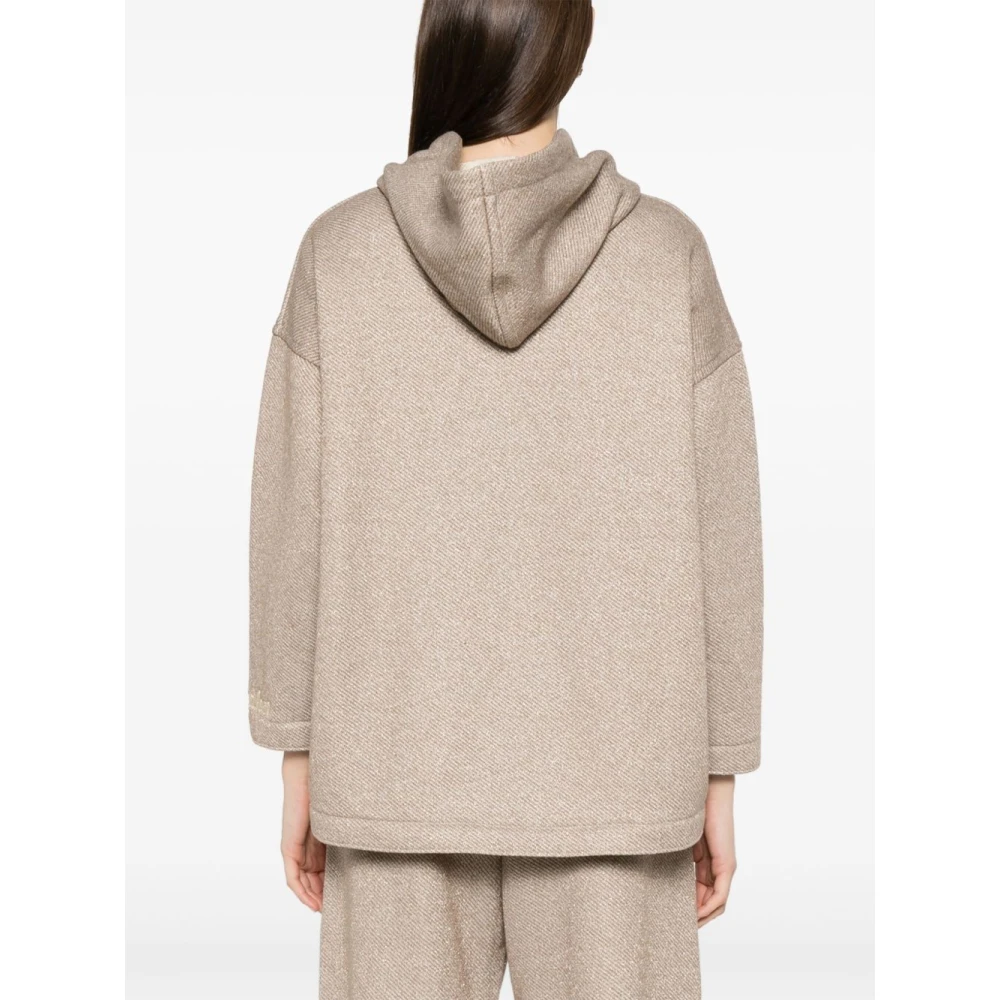 Max Mara Kameelbruine trui met capuchon en lurex-details Brown Dames