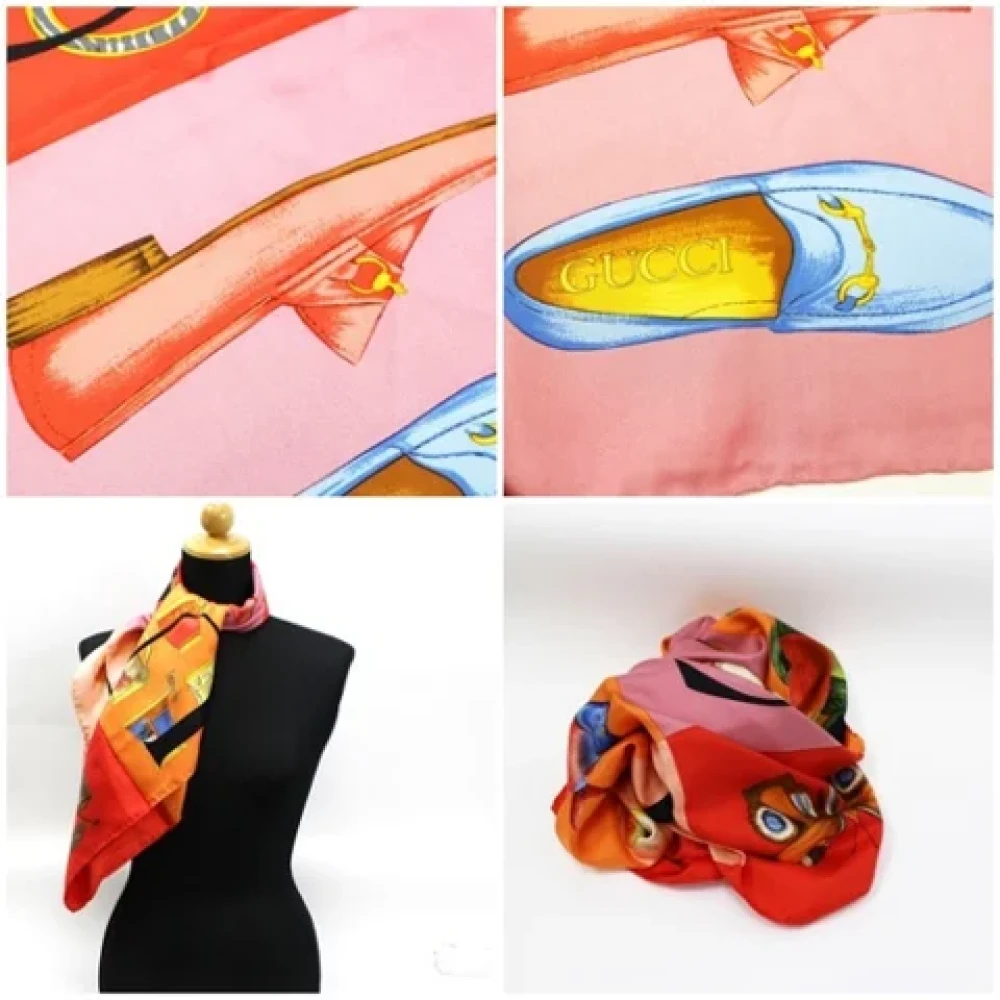 Gucci Vintage Tweedehands Multicolor Zijden Sjaal Multicolor Dames