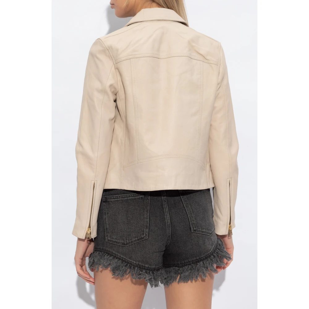 AllSaints Leren jas Dalby Beige Dames