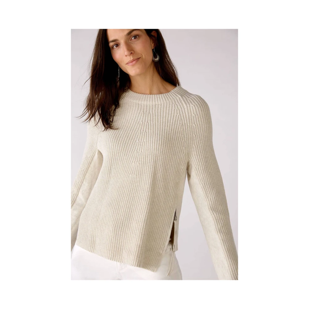Oui Ritssluiting Pullover Lounge Homewear Beige Dames