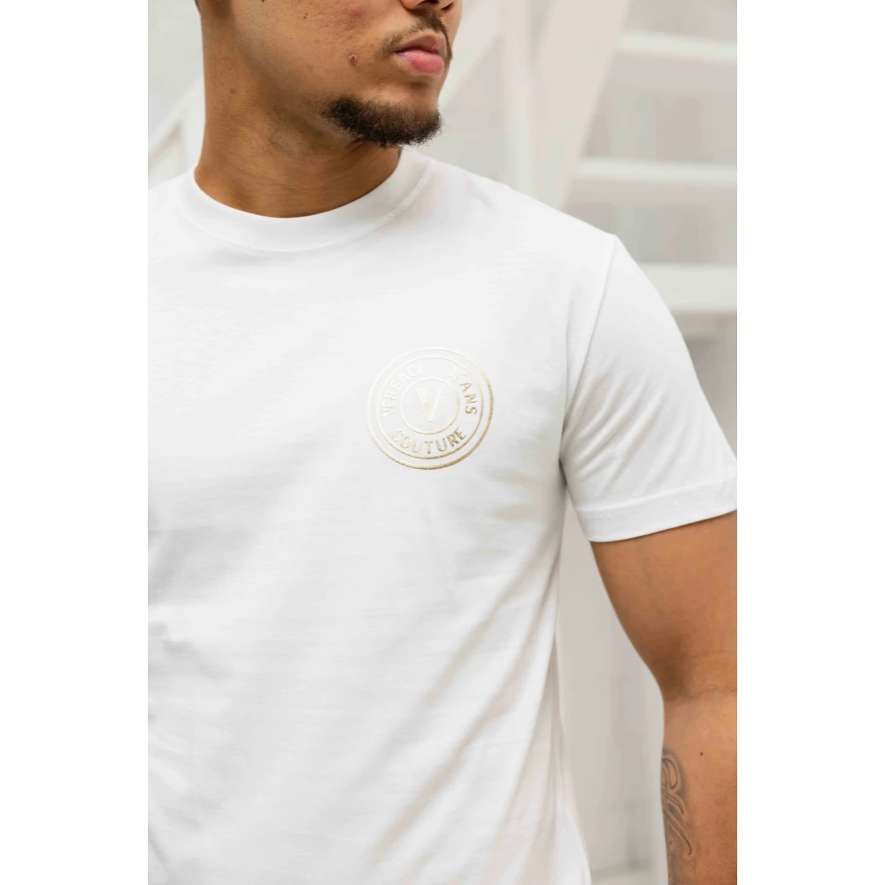 Versace Jeans Couture Wit V-Embleem T-Shirt Heren White Heren