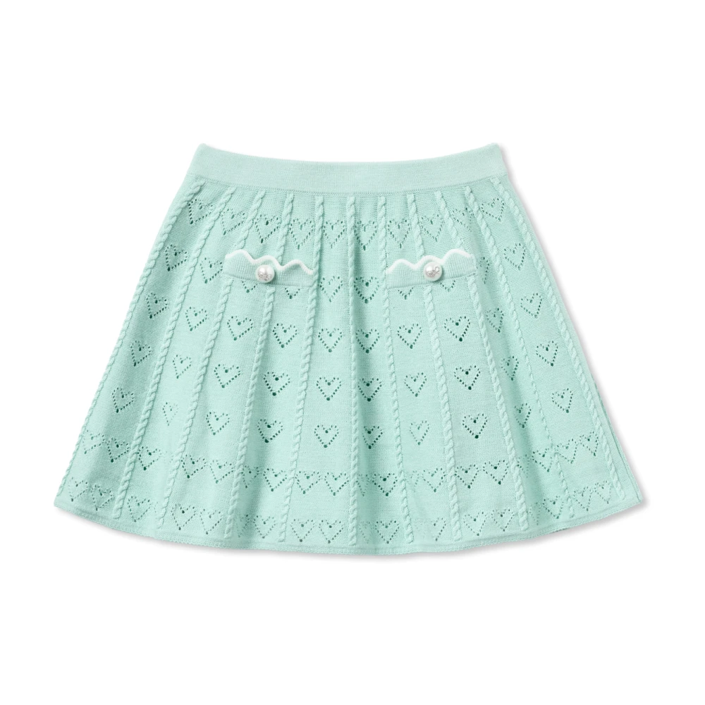 Self Portrait Unisex Kids Green Kids Skirts, 10 Y, Lacy Skirt