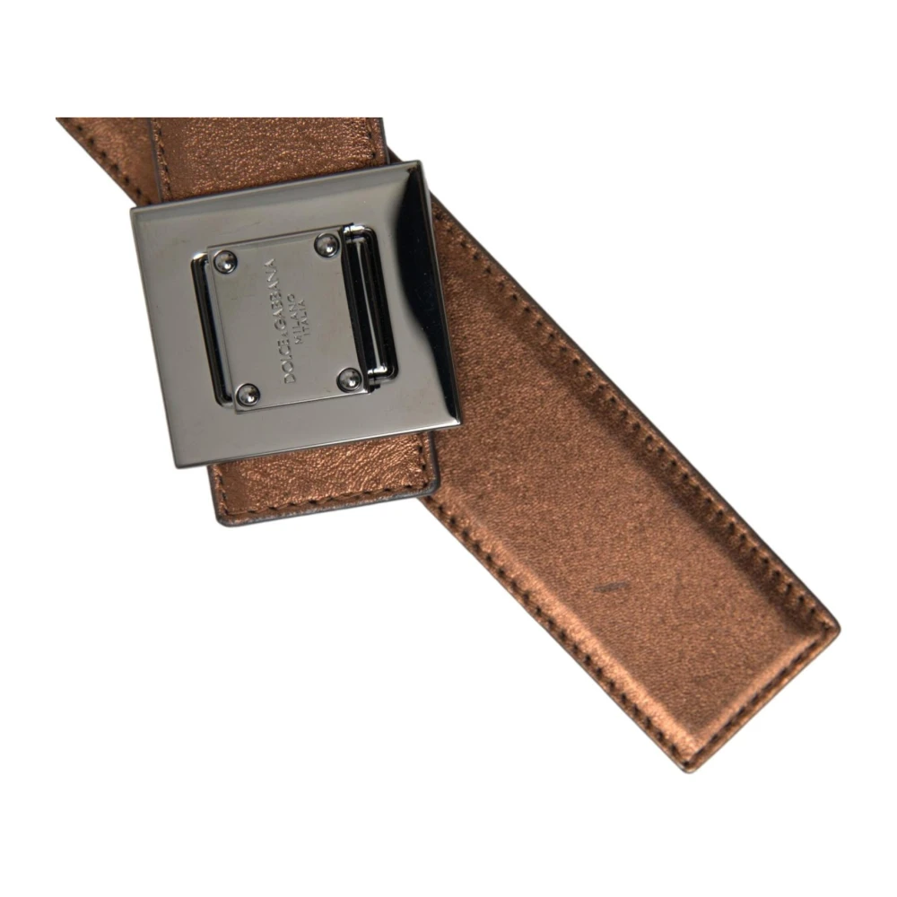 Dolce & Gabbana Bronzen Leren Riem met Metalen Gesp Brown Dames