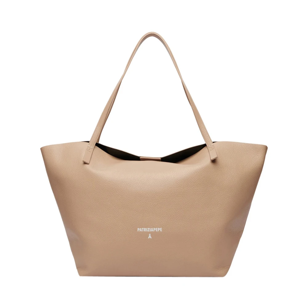 Patrizia Pepe Vrouw Beige Tassen Dames, One Size, Leer, Shopper Bag