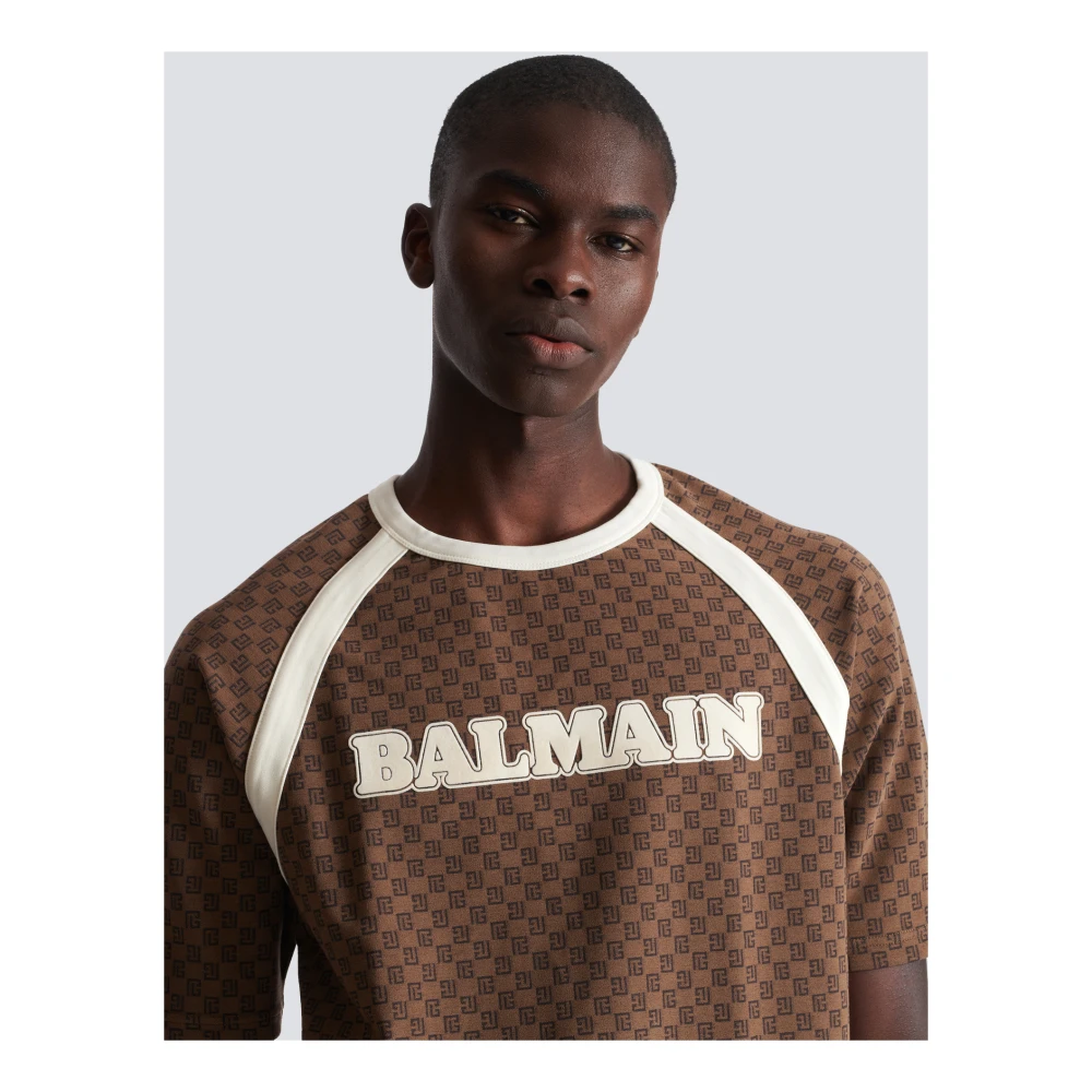 Balmain Retro mini monogram T-shirt Brown Heren