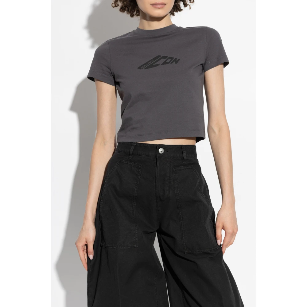 Dsquared2 T-shirt met logo Gray Dames