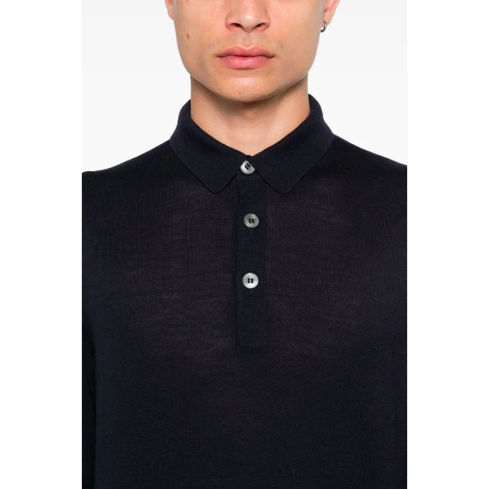Lardini Blauwe Wollen Poloshirt Blue Heren