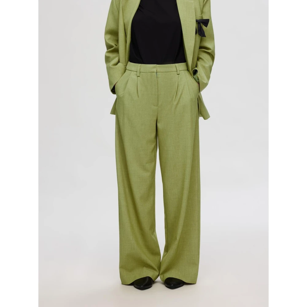Selected Femme Wijde broek Green Dames