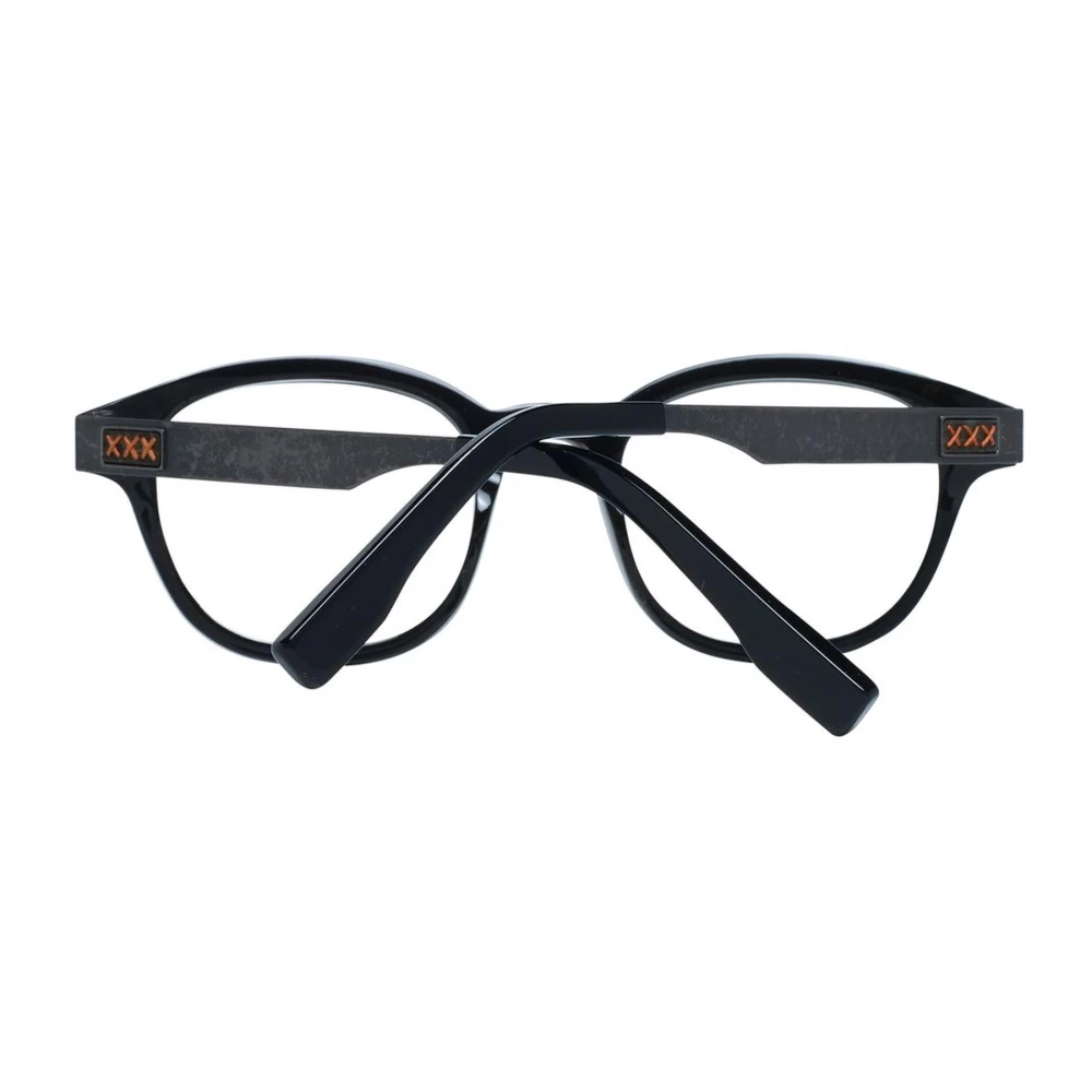 Ermenegildo Zegna Zwarte Hoorn Ronde Optische Monturen Black Heren