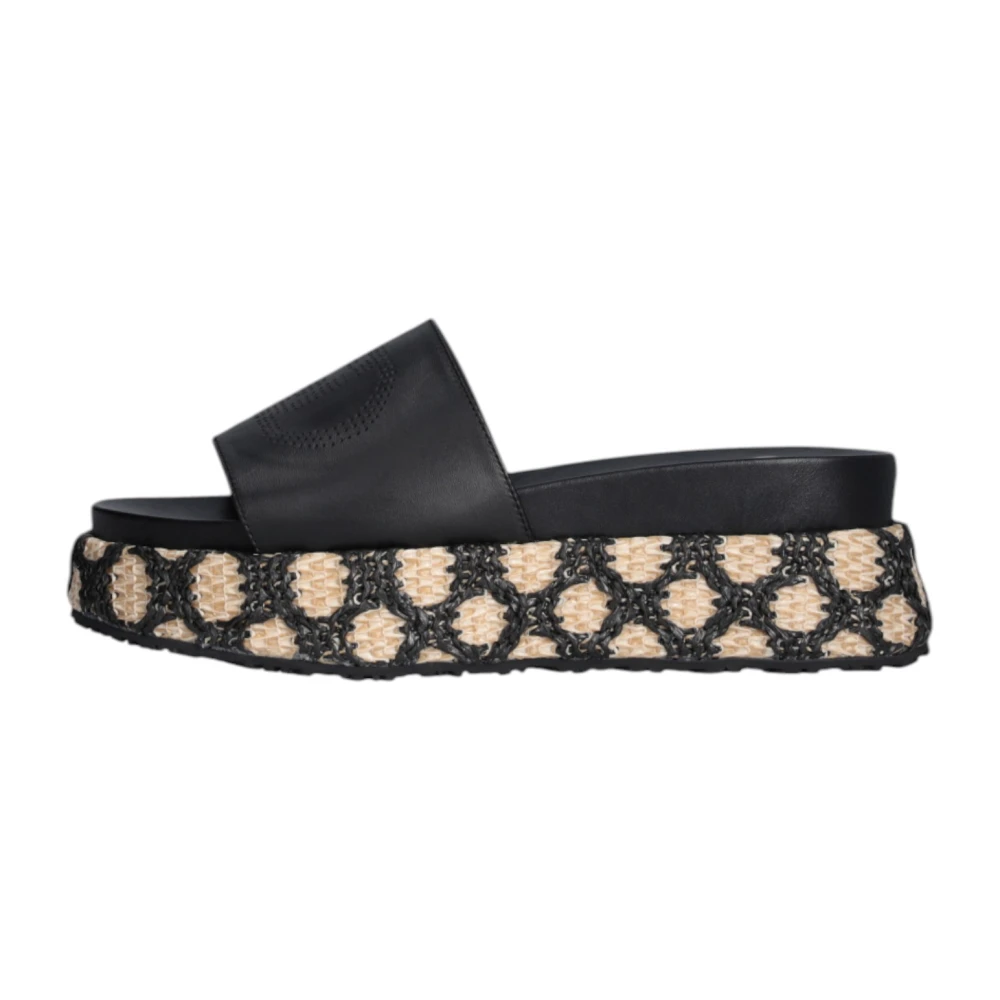 Liu Jo Femme Noir - Sandales Compensées Avec Logo Frontal - Chaussures - Taille: 38 Eu