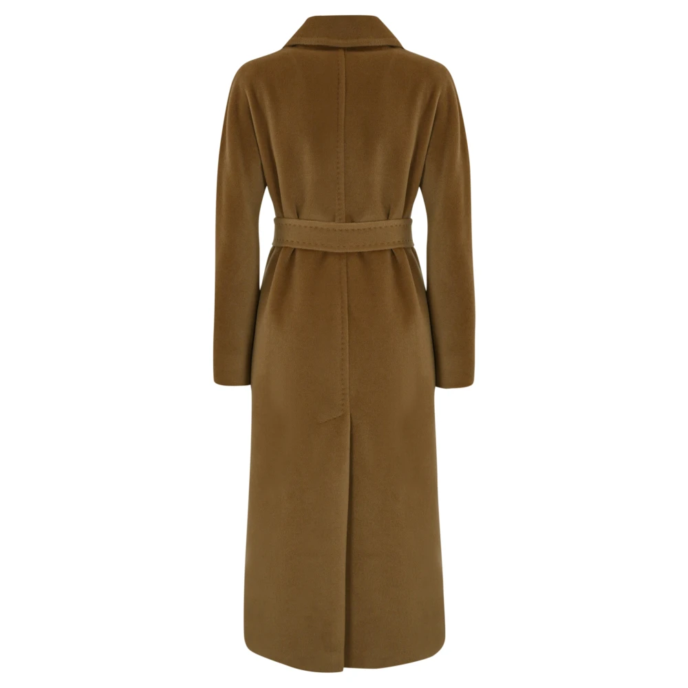 Max Mara Studio Kameelwollen Jas met Brede Kraag Brown Dames